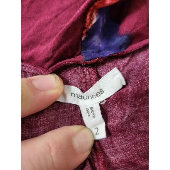 Maurices Womens Blouse Red Multicolor Floral Tie Strap Drape Neck Rayon Tank 2X - Picture 5 of 6